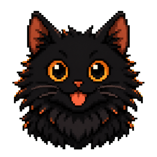 Pixel-art black kitten